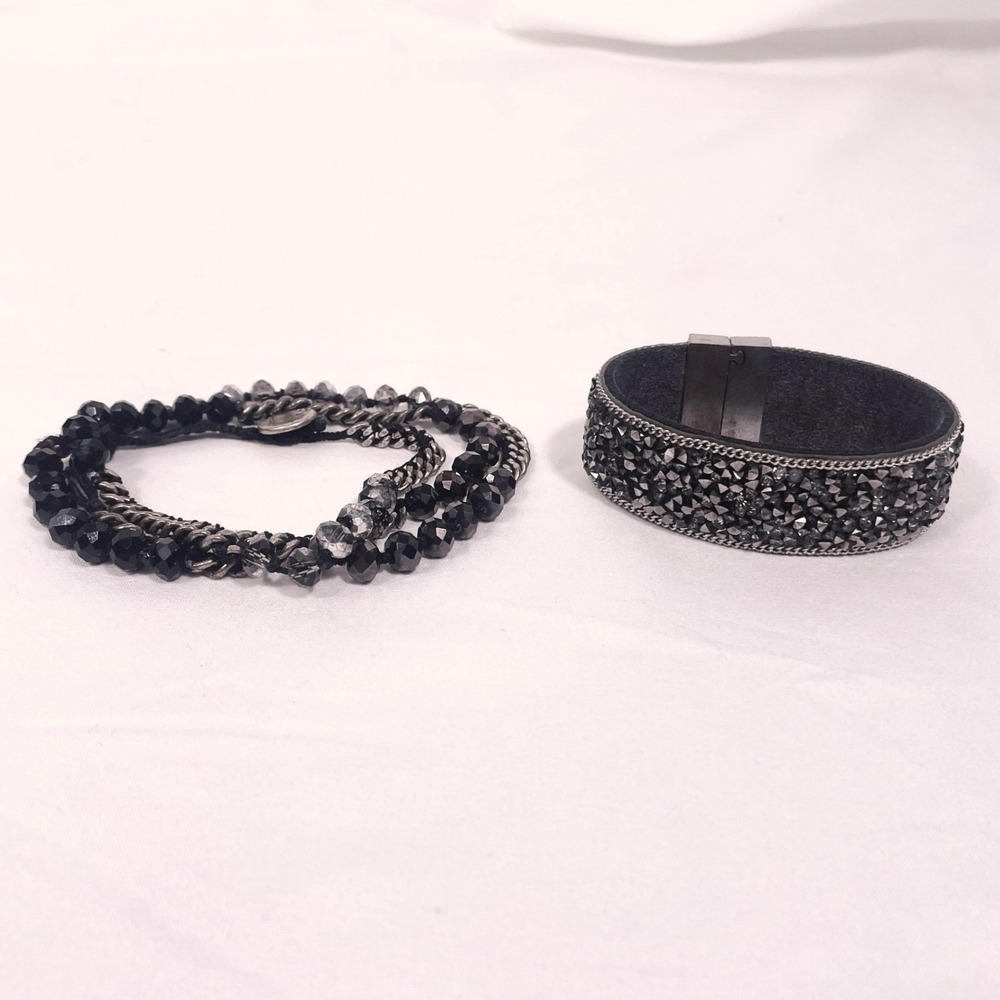 Chloe Isabel Beaded Wrap Bracelet Gunmetal Crystal Stella Dot Crosby‎ Boho